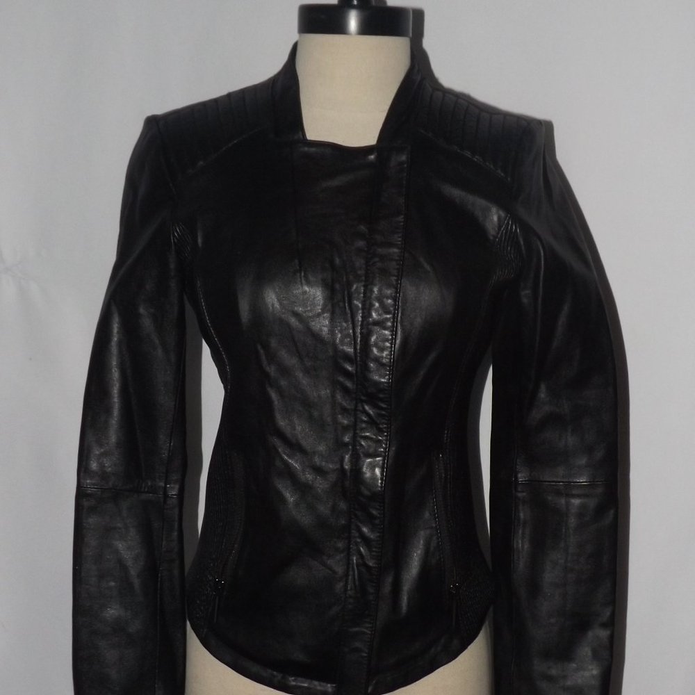 Zara Basic Black Motorcycle Jacket Size: Small - image 4
